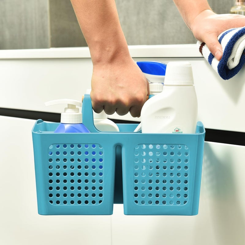 PAKCHOICE Portable Shower Caddy Basket with Compartments, Plastic Divided Cleaning Caddy Organizer Storage Tote with Handle for Bathroom, College, Dorm Room Essentials, Green - Image 4